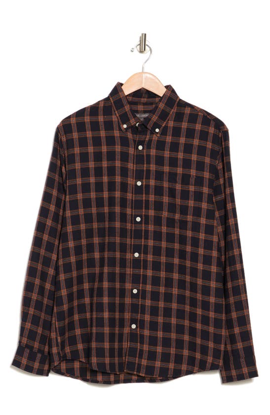 Slate & Stone Plaid Flannel Button-down Shirt In Navy Orange Check