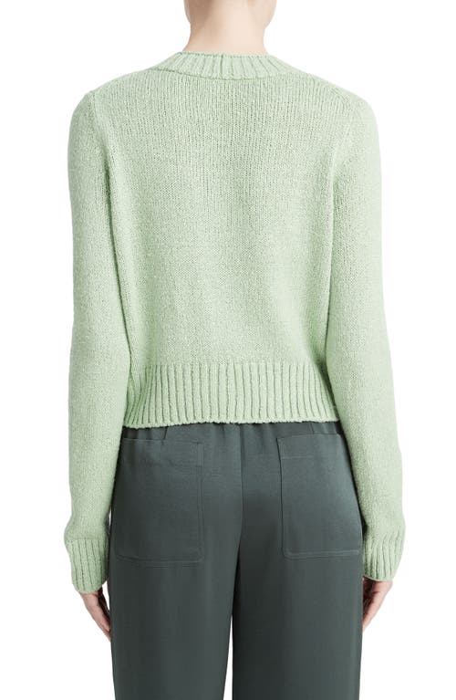 Vince Plush Silk Knit Crew Sweater In White Lime