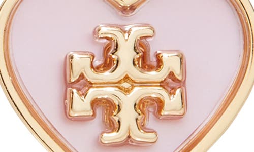 Shop Tory Burch Kira Heart Stud Earrings In Tory Gold/pink