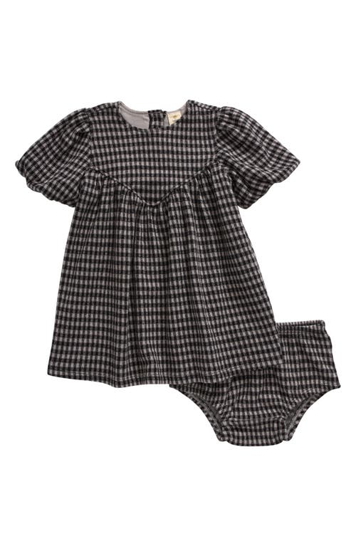 Tucker + Tate Puff Sleeve Cotton Blend Dress & Bloomers in Grey Alloy Allora Check 