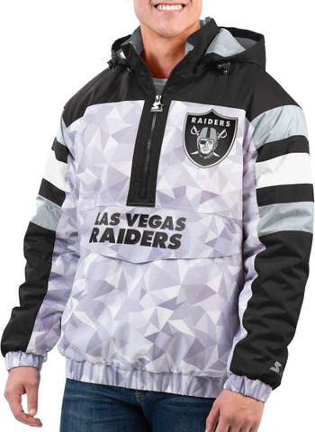 Men's Starter White/Black Las Vegas Raiders Thursday Night Lights Half-Snap  Raglan Hoodie Jacket