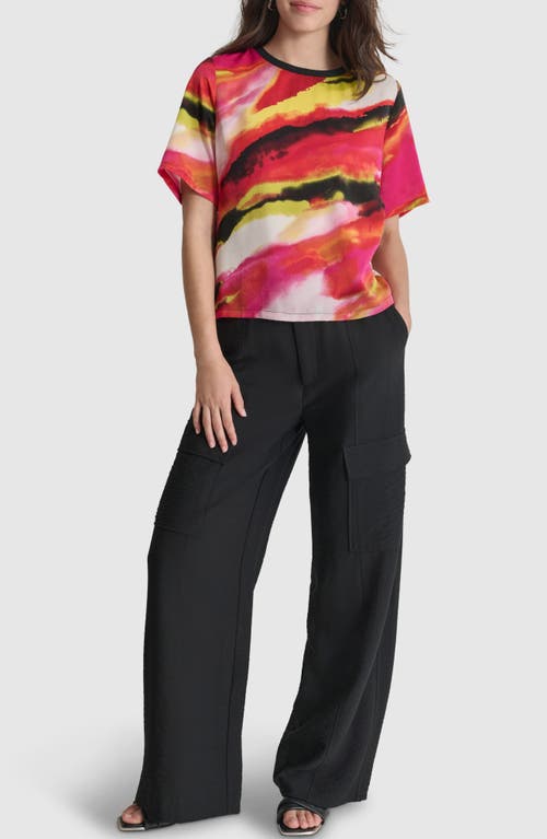 Shop Dkny Abstract Print Short Sleeve Top<br /> In Multi Geode