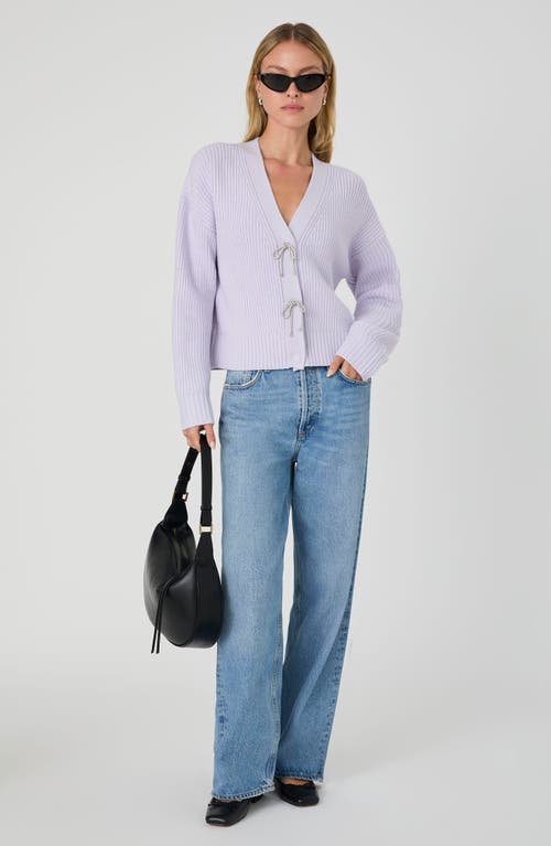 Shop French Connection Babysoft Sparkle Bow Cardigan In Lavender