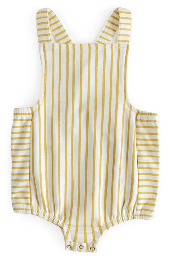 Pehr Babies' Stripe Crisscross Organic Cotton Romper In Yellow