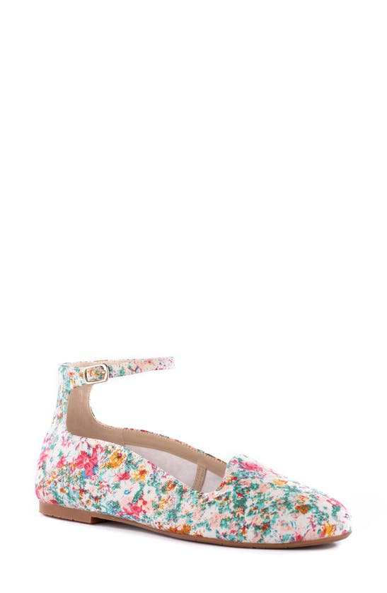 Bc Footwear Found You Ankle Strap Flat In Blue Floral