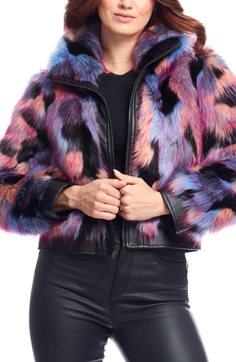 Dark purple fur coat best sale