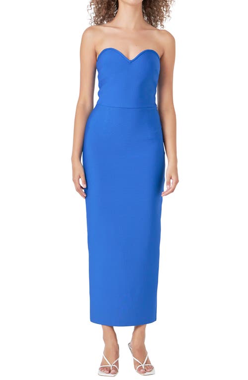 Shop Endless Rose Strapless Sweetheart Neck Knit Dress In Blue