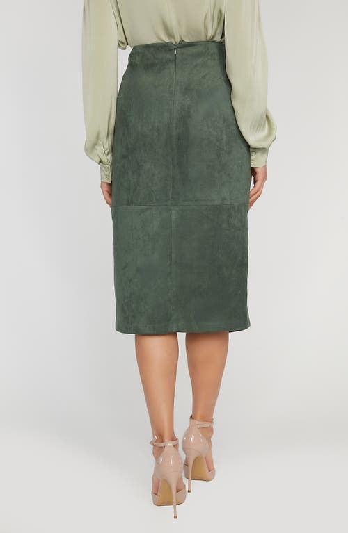 ELIE TAHARI ELIE TAHARI THE DANICA FAUX WRAP FAUX SUEDE SKIRT 