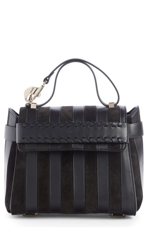 Chloé Small Nacha Stripe Leather Top Handle Bag in Black