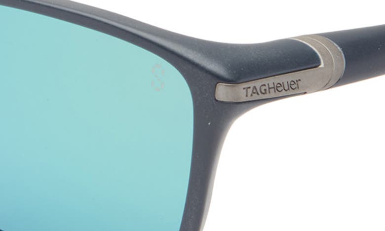 Shop Tag Heuer Vingt Sept 59mm Rectangular Sport Sunglasses In Matte Blue / Green Polarized