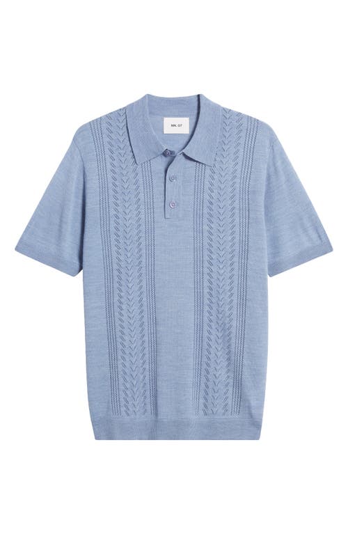 Thor Short Sleeve Wool Blend Polo Sweater in Ashley Blue