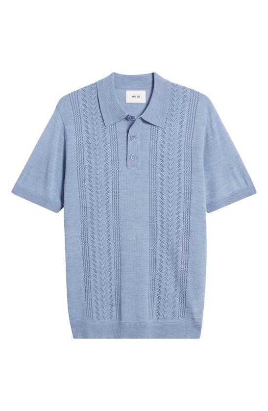 Shop Nn07 Thor Short Sleeve Wool Blend Polo Sweater In Ashley Blue