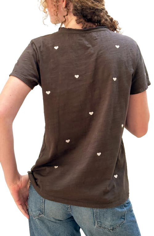 Shop Billy T Pink Hearts Embroidered T-shirt In Coffee