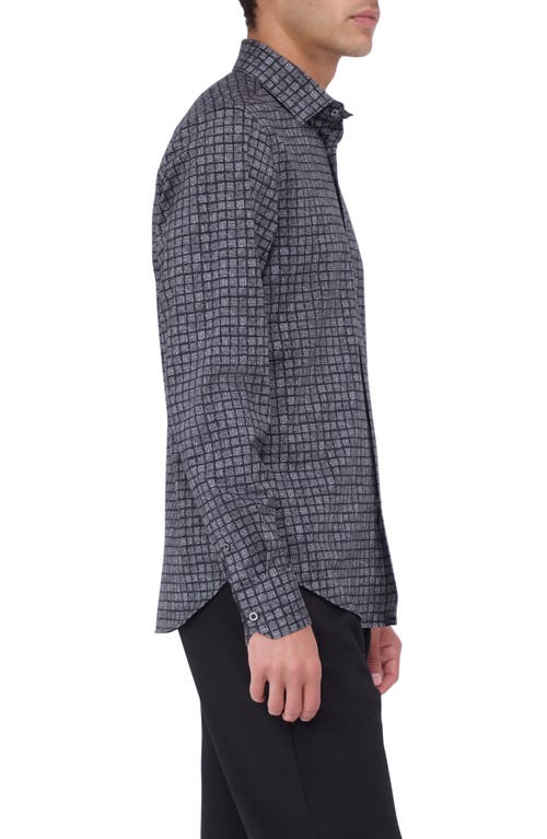 Shop Bugatchi James Ooohcotton® Checker Button-up Shirt In Black