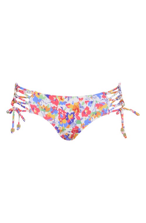 Shop Becca Flower Fields Side Tie Bikini Bottoms In Blue Multi