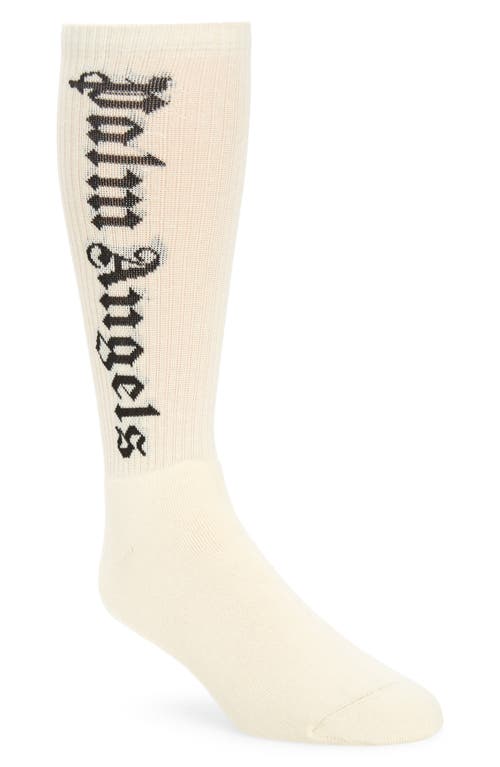 Palm Angels Classic Logo Cotton Blend Crew Socks Butter Black at Nordstrom,
