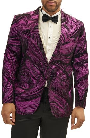 Ron Tomson The Wet Look Electric Tuxedo Jacket In Purple