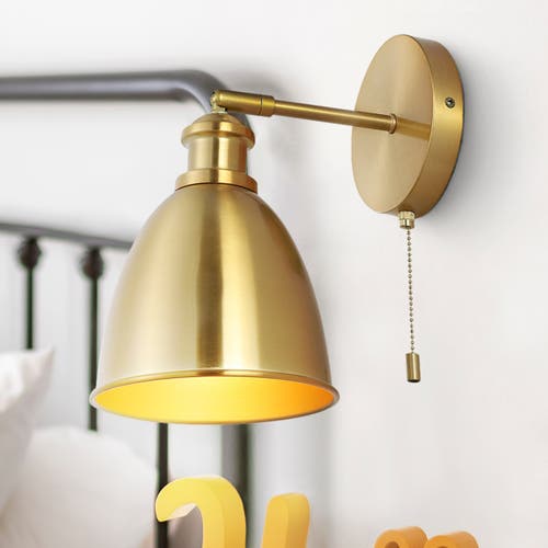 Shop Jonathan Y Hudson 1-light Farmhouse Bohemian Iron Led Sconce In Brass Gold