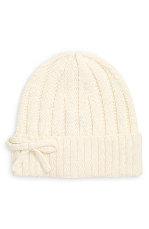 kate spade new york metallic bow beanie in French Cream 