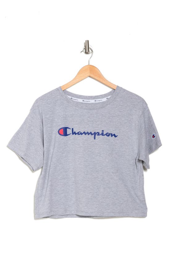 Champion The Cropped Logo T-shirt In Oxford Gray