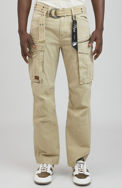 Backbone Belted Cargo Jeans in Beige