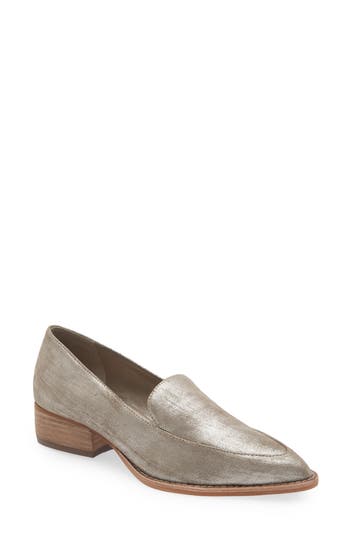 Vince Camuto Becarda Pointed Toe Loafer In Dark Taupe/silver