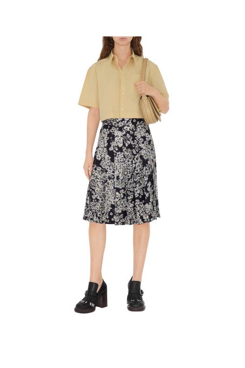 Burberry Cropped Cotton Shirt In Hay