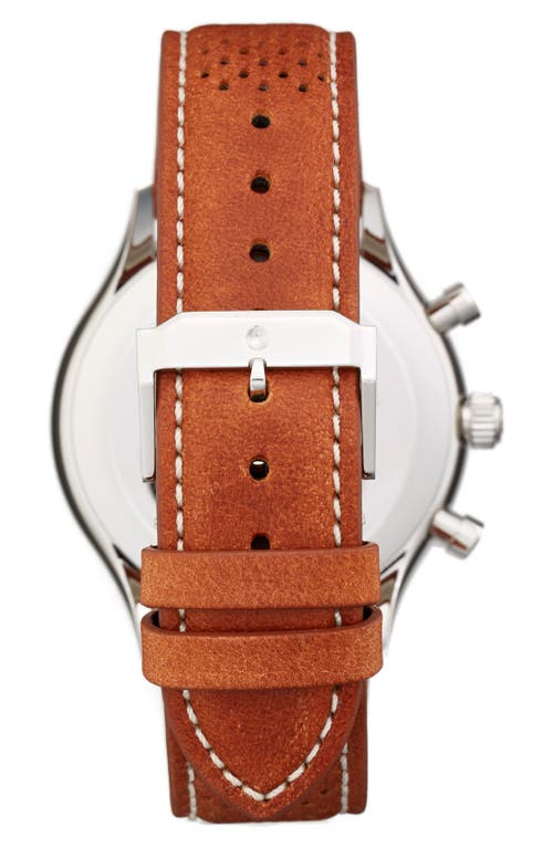 Movado 'heritage' Chronograph Leather Strap Watch, 43mm In Brown/white