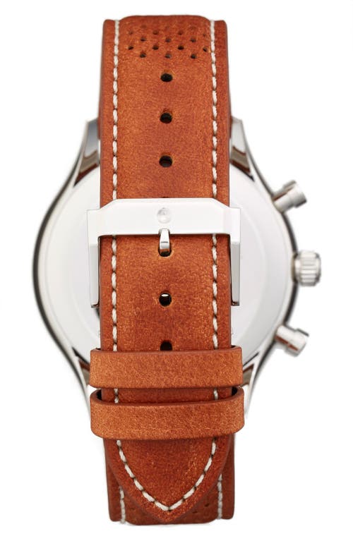 MOVADO MOVADO 'HERITAGE' CHRONOGRAPH LEATHER STRAP WATCH, 43MM 