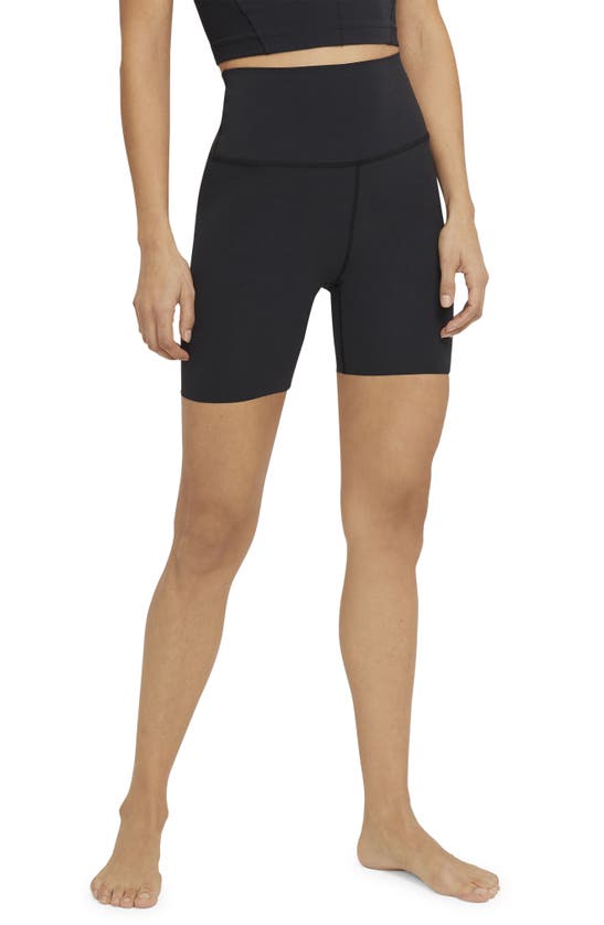 Nike Yoga Luxe Tight Shorts In Black/ Dark Smoke Grey