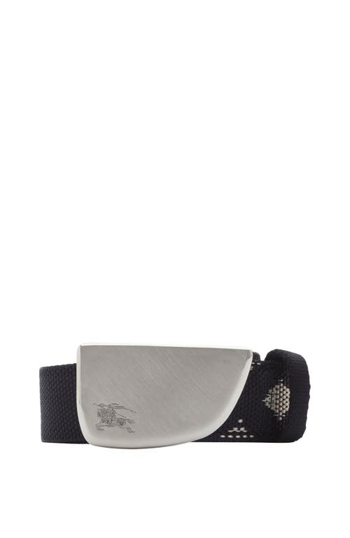 Shop Burberry Check Webbing Shield Belt In Black/calico