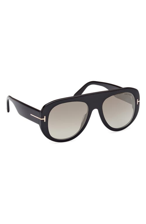 Shop Tom Ford Cecil 55mm Pilot Sunglasses In Shiny Black/brown Mirror