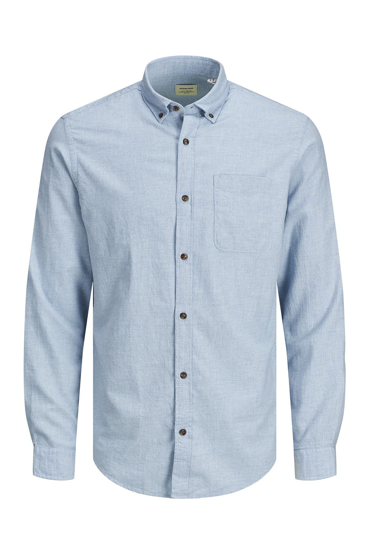 Jack & Jones Classic Melange Slim Fit Shirt In Light/pastel Blue4