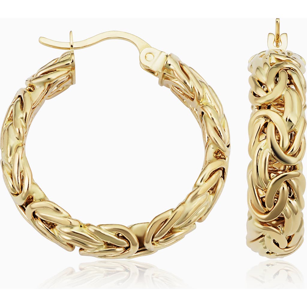 Oradina 14k Yellow Gold Byzantine Classic Hoops In Yellow Gold