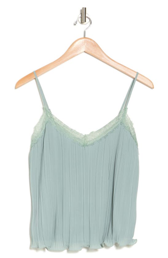 Lush Pleat Lace Camisole In Green