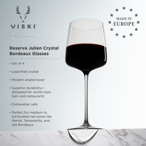 Viski Reserve Julien Crystal Bordeaux Glasses Set Of 4 In Clear