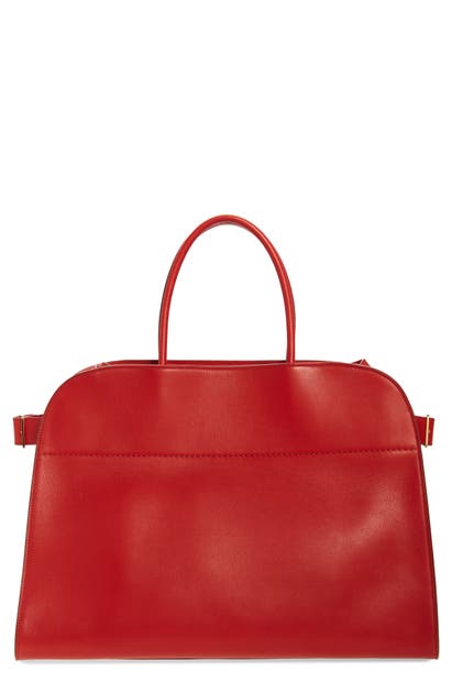 Click to view more detailed imagery on our partner's website The Row Margaux 17 Leather Bag In Ruby Red