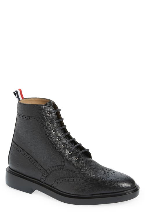 Classic Wingtip Lace-Up Boot in Black
