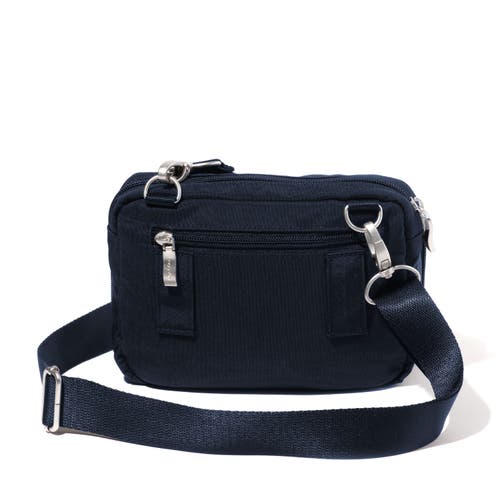 Baggallini Modern Double Zip Crossbody Bag In French Navy Twill