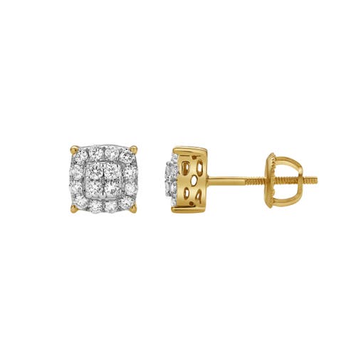 Luvmyjewelry Virelle 10k Yellow Gold Cluster Diamond Unisex Earrings In 10k Yellow Gold