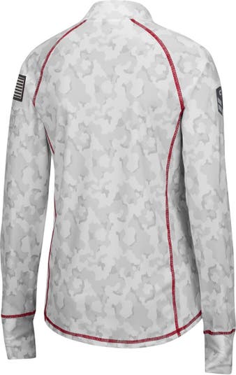 Women's Colosseum White Louisville Cardinals OHT Military Appreciation Officer Arctic Camo Fitted Lightweight 1/4-Zip Jacket Size: Large
