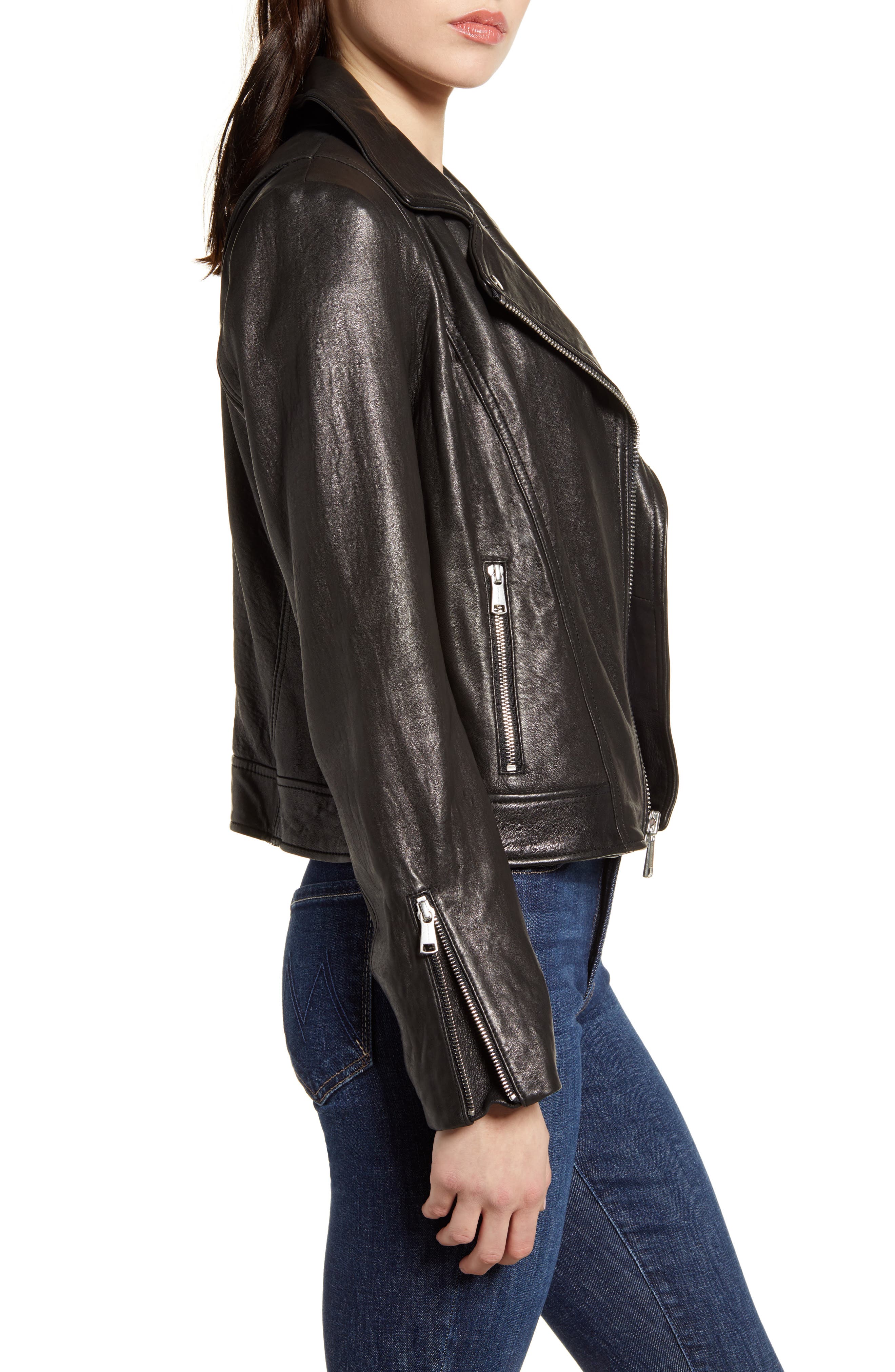 Andrew Marc Bubble Leather Moto Jacket 