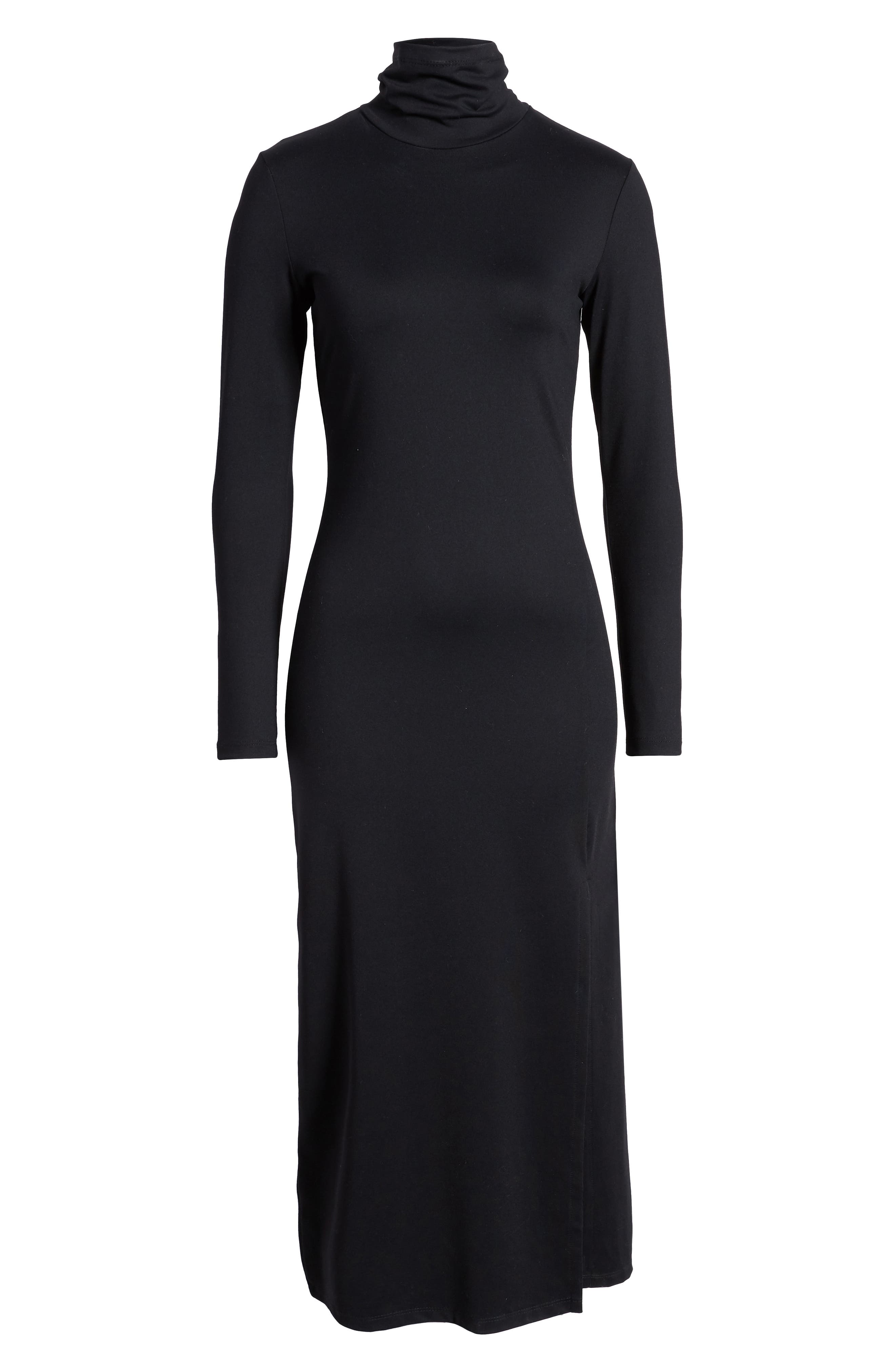 Susana Monaco Long Sleeve Turtleneck Slit Midi Dress | Nordstrom