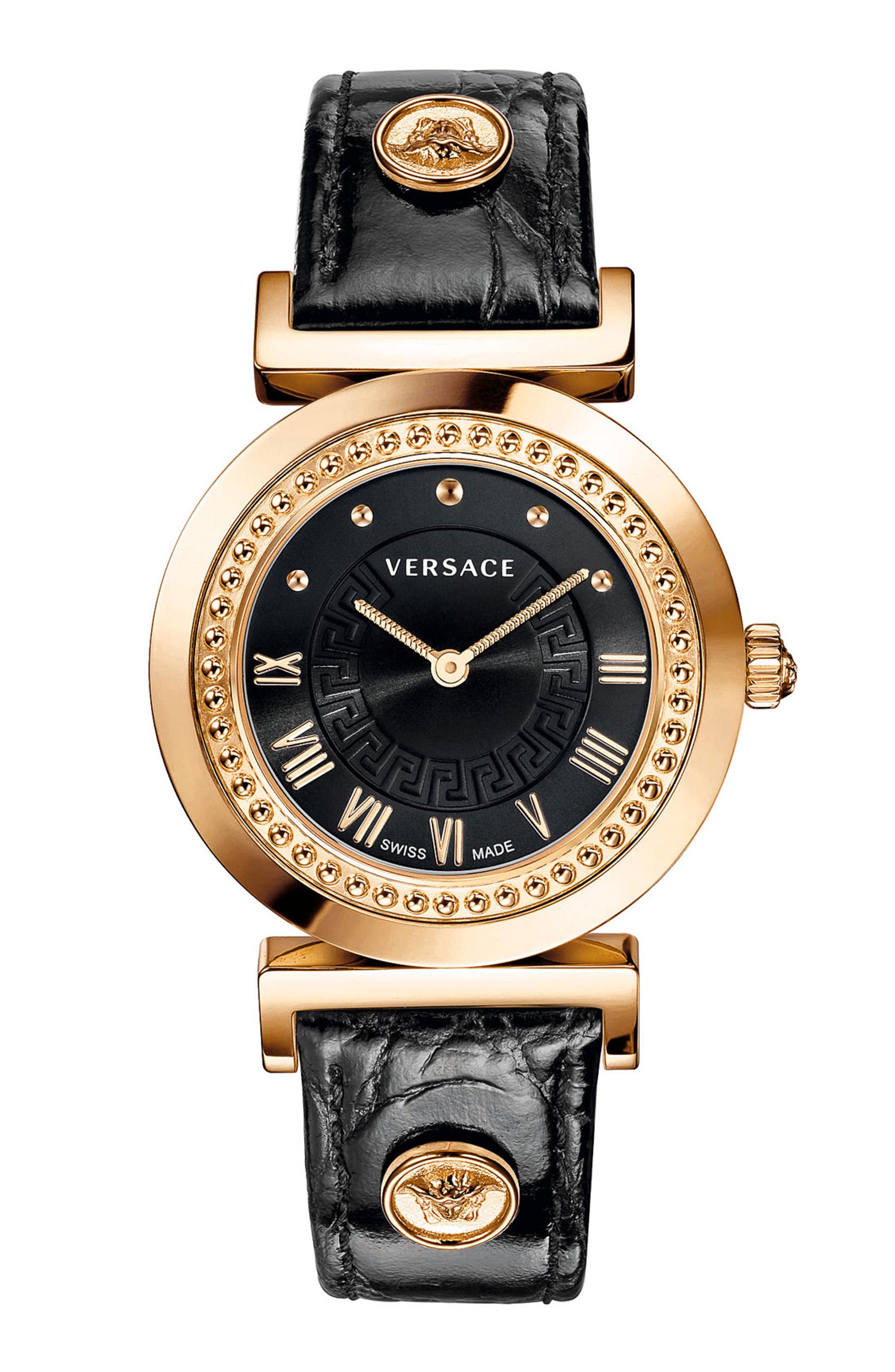 Versace 'Vanity' Leather Strap Watch, 35mm | Nordstrom