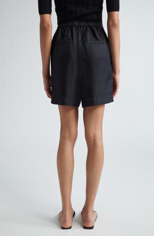 Shop Loulou Studio Poseidon High Waist Silk Shorts In Black