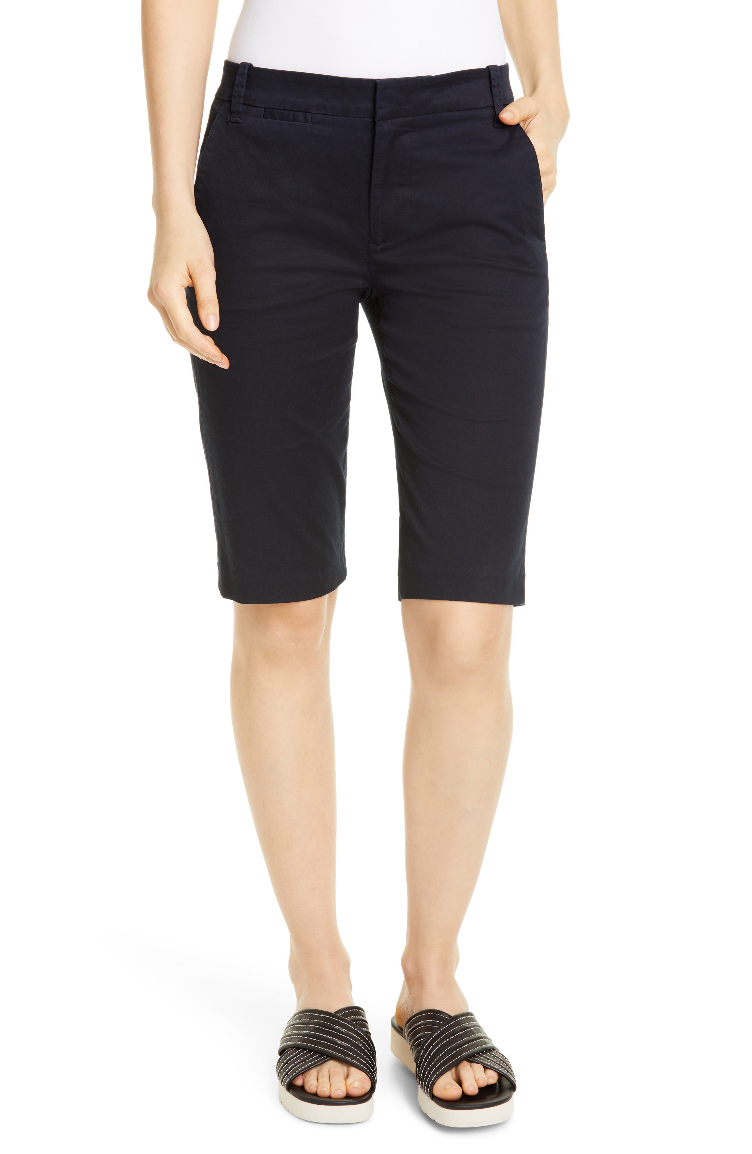Pinko Cotton Logo Printed Drawstring Bermuda Shorts in Blue Womens Clothing Shorts Knee-length shorts and long shorts 