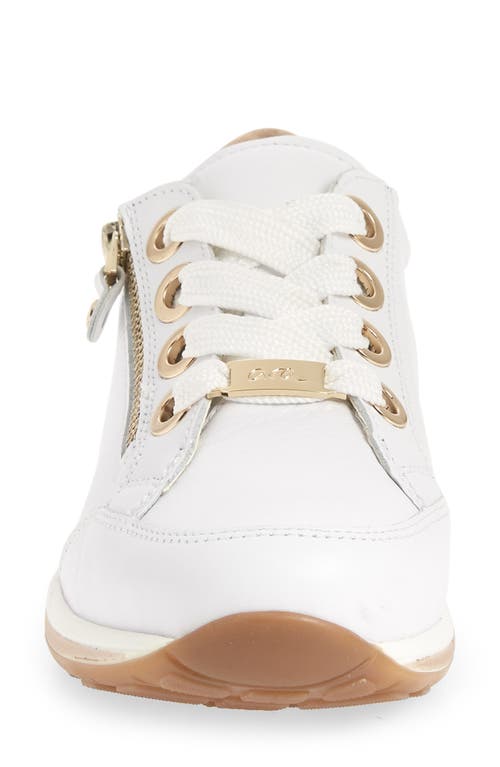 Ara Ollie Lace-up Sneaker In White Daytona/silver Metallic