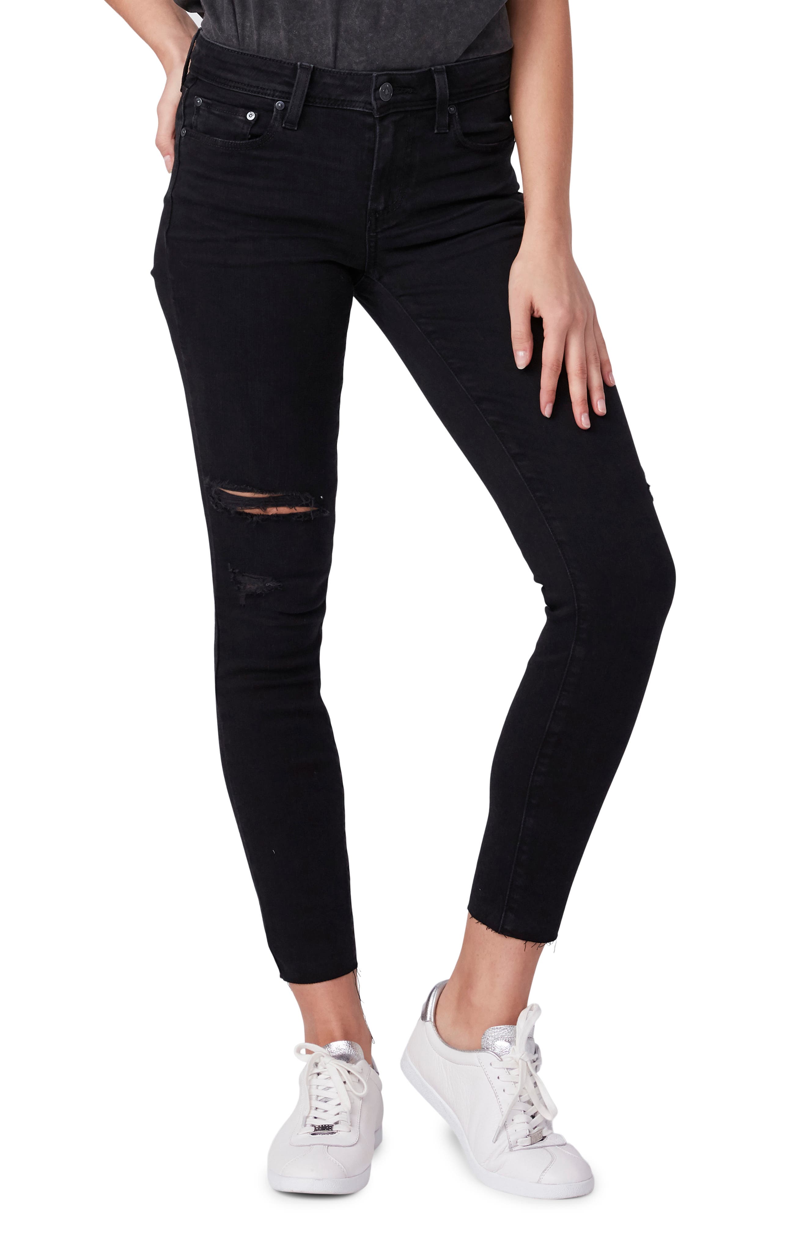 womens high waisted black ripped jeans