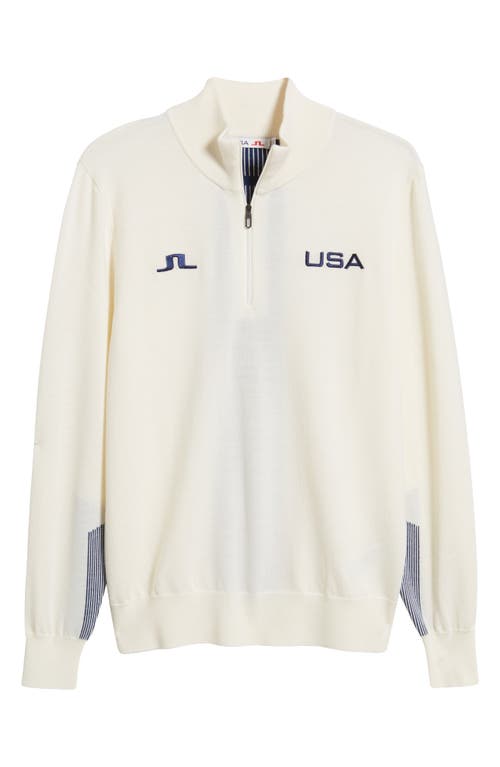 Shop J. Lindeberg Nathaniel Wool Quarter Zip Sweater In White