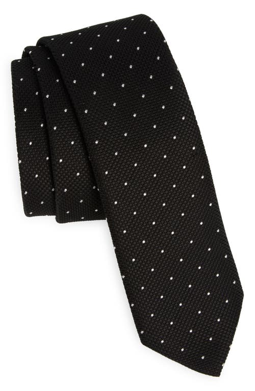 BOSS Dot Print Silk Blend Tie in Black at Nordstrom